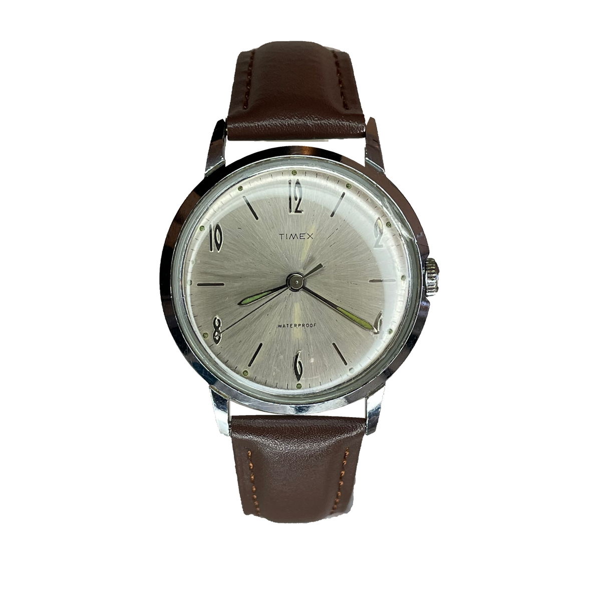 Reloj Timex Marlin Mecánico Dial Satinado Elab. en 1966 Funcionando OK MUY ESCASO — frontal sin fondo
