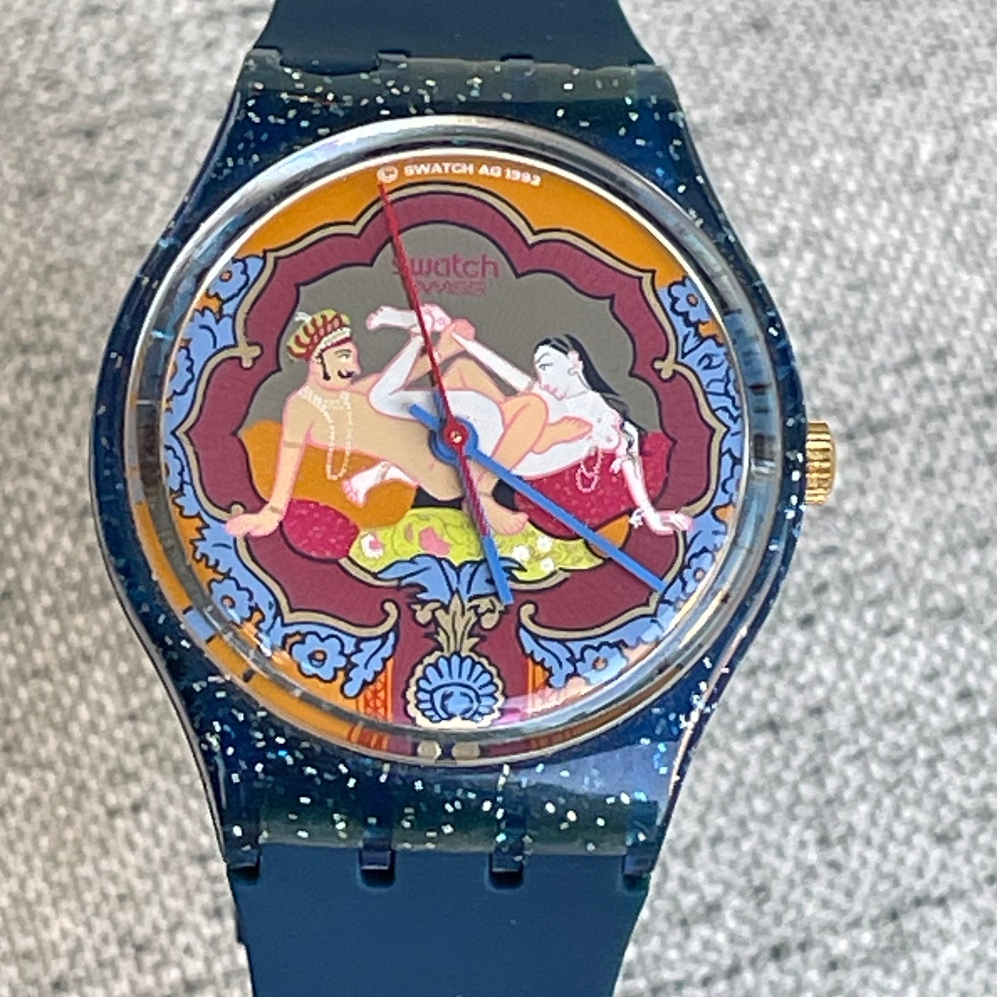 Reloj Swatch Gent Kama Sutra 1993 Azul Glitter MUY ESCASO