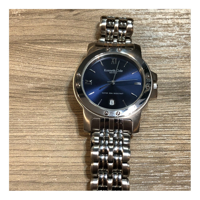 Reloj Kenneth Cole Vintage Años 2.000 Dial Azul Hombre Pulsera Completa