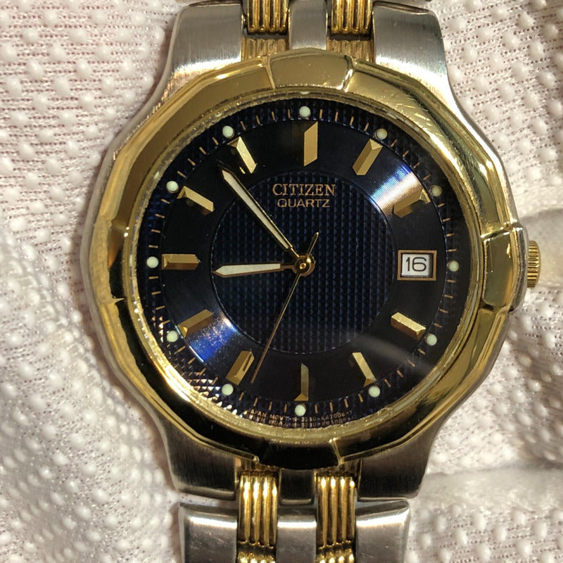 Reloj Citizen Hombre Año 1991 Calibre 2510 Bicolor Dial Azul