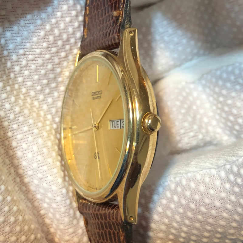 Reloj Seiko Hombre Año 1986 Vintage Sunburst Dorado Sq