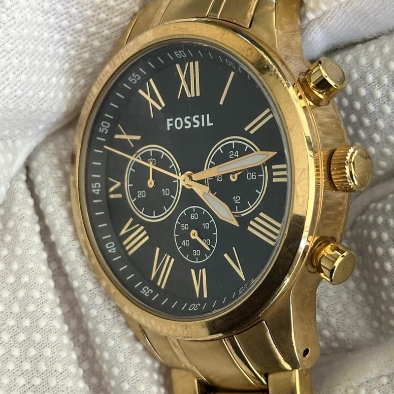 Reloj Fossil Flynn Chronograph Hombre Año 2017 Dorado Romano