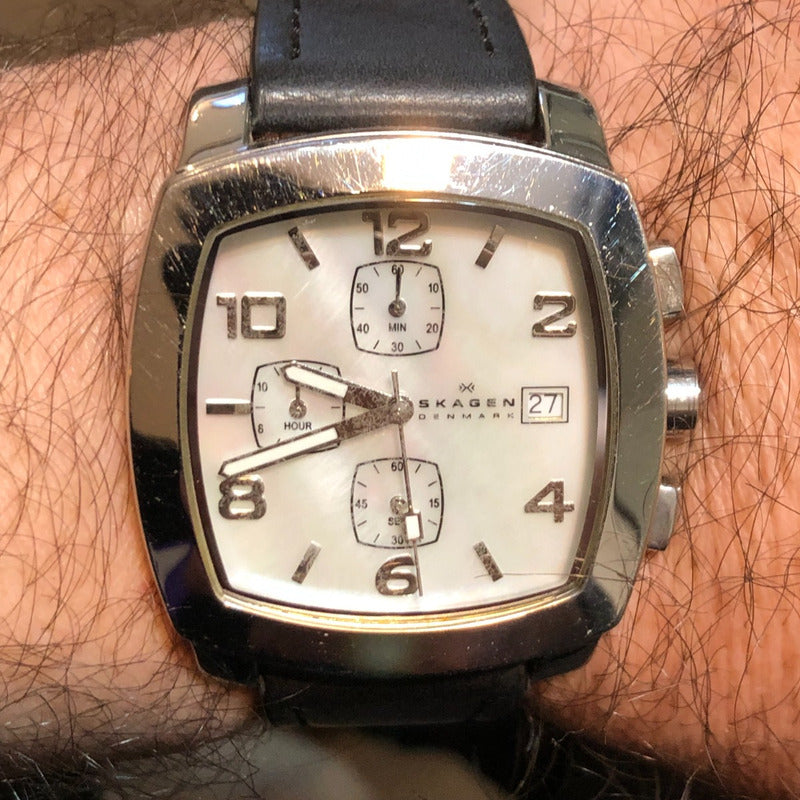 Reloj Skagen Hombre 2007 Cronógrafo Cuadrado Madreperla Raro