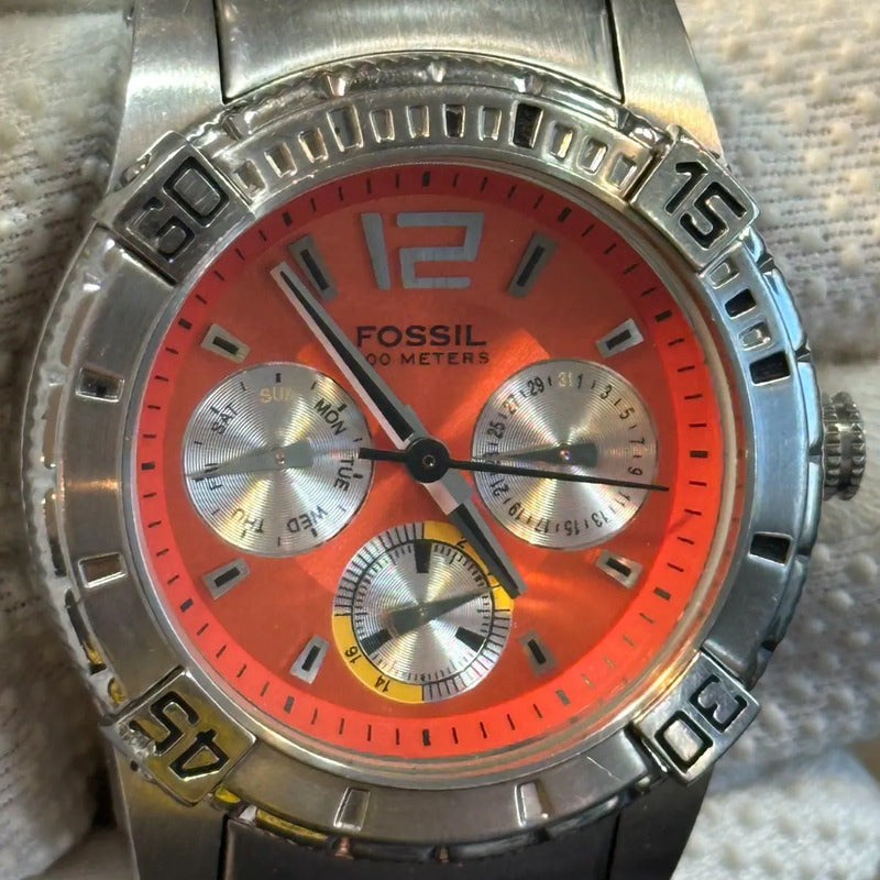 Reloj Fossil Mujer Año 2007 Naranjo Luminoso Diver Urbano