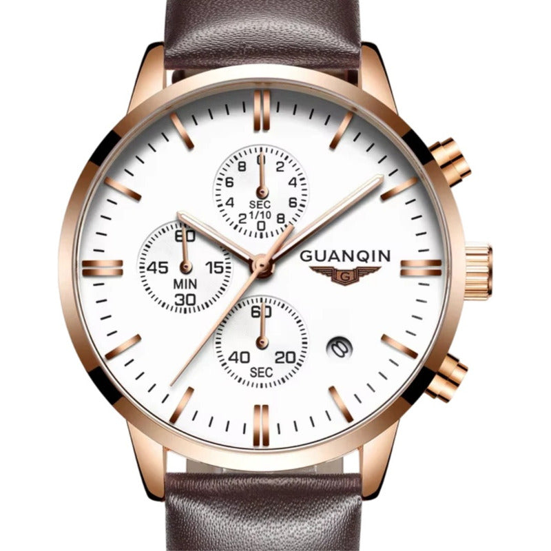 Reloj Guanqin Gq12006 Hombre Correa Cuero
