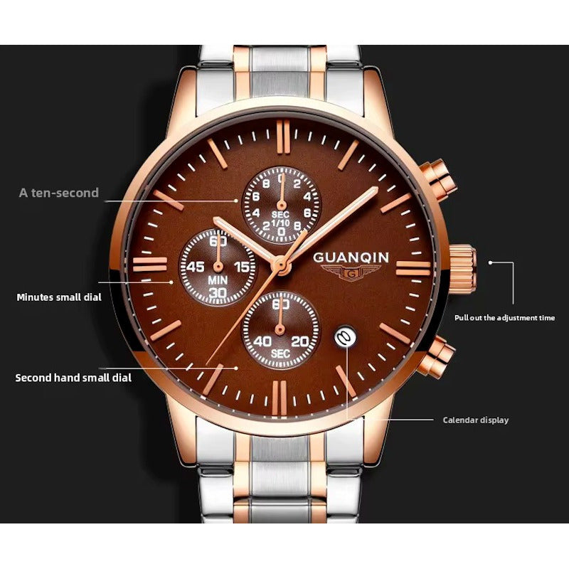 Reloj Guanqin Gq12006 Hombre Pulsera Acero Inoxidable