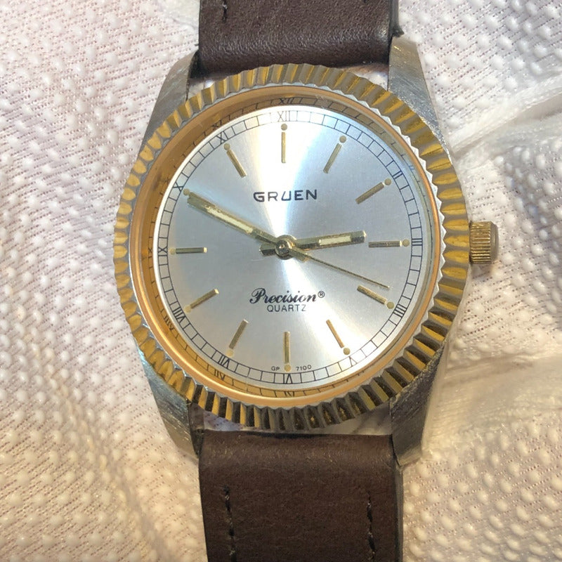Reloj Gruen Precision Hombre 1995 Bisel Bicolor Swiss Parts
