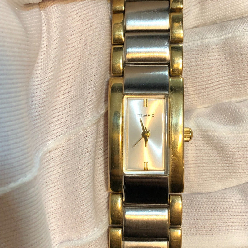 Reloj Timex Mujer Hh Año 2000 Dos Tonos Rectangular Art Deco