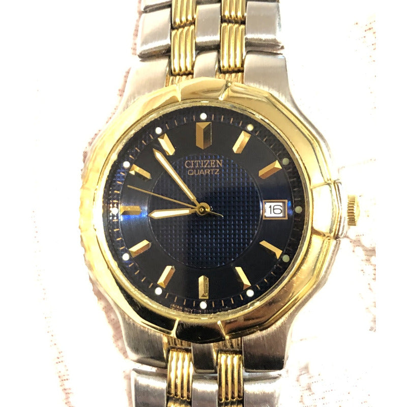 Reloj Citizen Hombre Año 1991 Calibre 2510 Bicolor Dial Azul