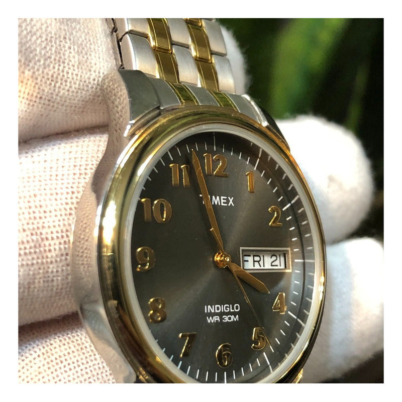 Timex Dos Tonos: Gris Y Dorado Correa Extensible Año 2019