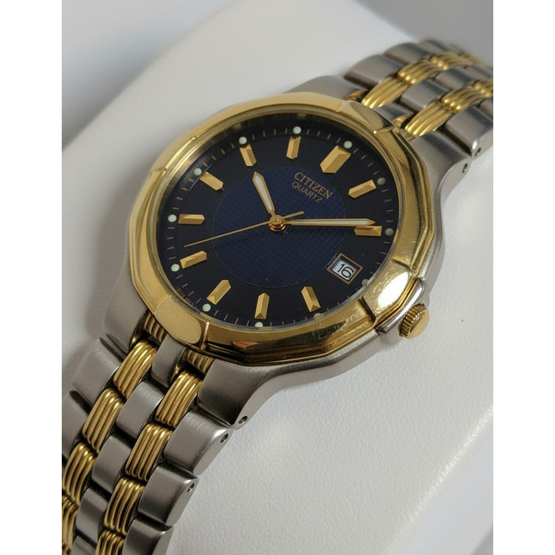 Reloj Citizen Hombre Año 1991 Calibre 2510 Bicolor Dial Azul