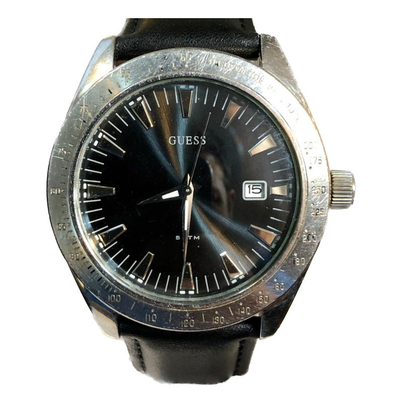 Reloj Guess Rayos Sol Negro Hombre 43mm Año 2012 Con Fecha.