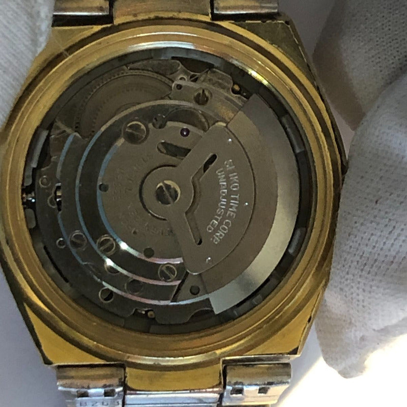 Seiko Automático Vintage 1977 Cristal Facetado Cara Cobre.