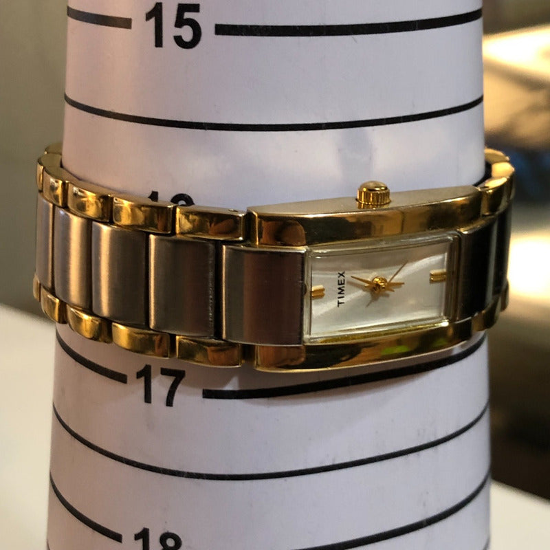 Reloj Timex Mujer Hh Año 2000 Dos Tonos Rectangular Art Deco