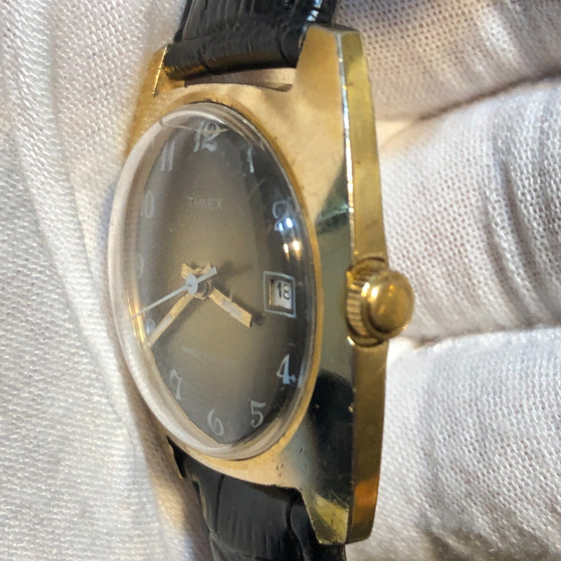 Reloj Timex Sunburst Café-oro A Cuerda Vintage Año 1975 Único
