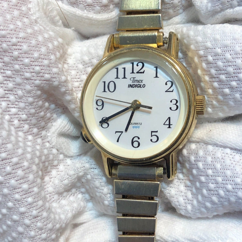 Reloj Timex Mujer Vintage Año 1998 Indiglo A Las 8 Dorado