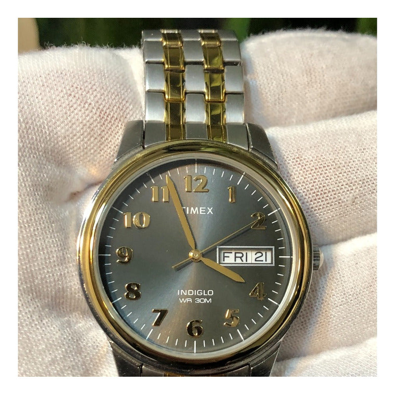 Timex Dos Tonos: Gris Y Dorado Correa Extensible Año 2019