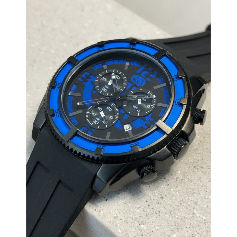 Reloj Marc Ecko Hombre Vintange 2000s Cronógrafo Bisel Azul