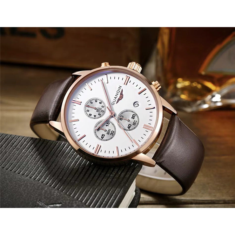 Reloj Guanqin Gq12006 Hombre Correa Cuero
