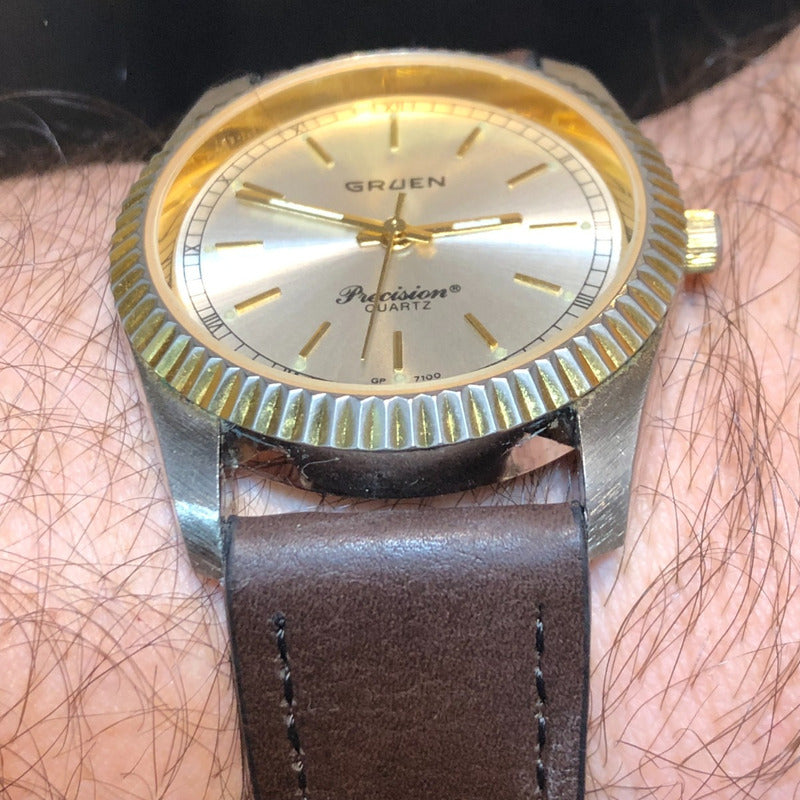 Reloj Gruen Precision Hombre 1995 Bisel Bicolor Swiss Parts