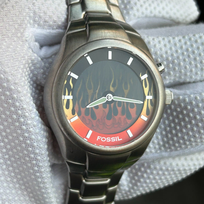 Reloj Fossil Hombre Año 2004 Único Diseño Fuego Bigtic
