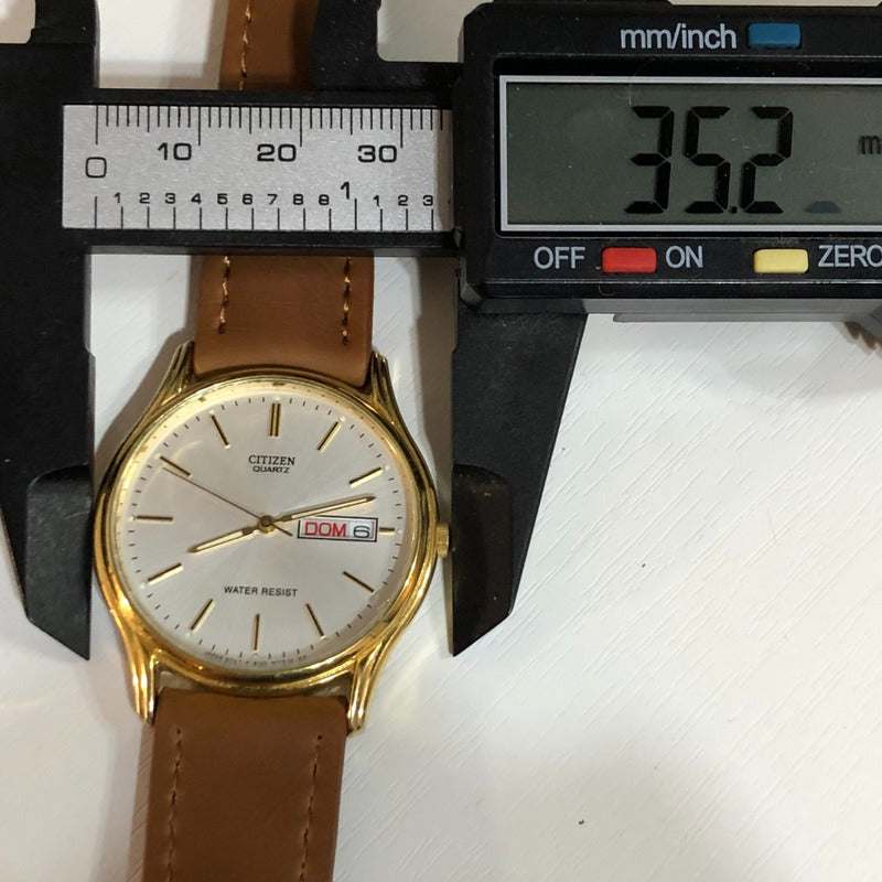 Reloj Citizen Hombre Año 1986 Dorado Con Fecha Escaso