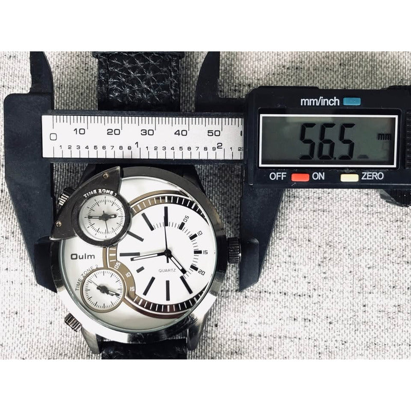 Reloj Oulm Con 3 Relojes En El Dial Funcionando Hombre 56mm