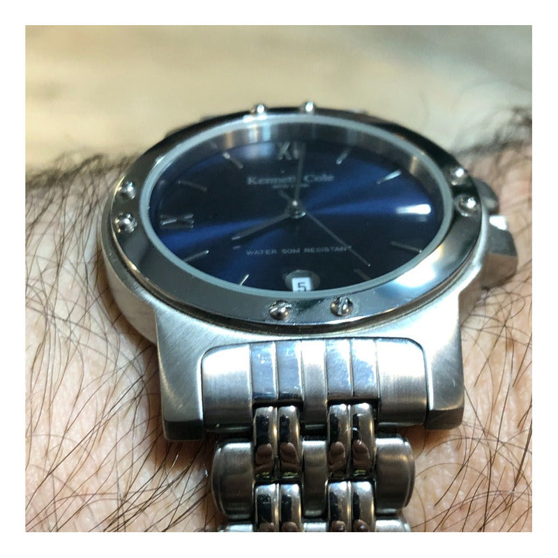 Reloj Kenneth Cole Vintage Años 2.000 Dial Azul Hombre Pulsera Completa