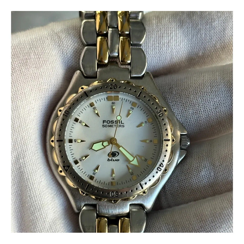Reloj Fossil Blue Hombre Diver 2002 Escaso Neovintage