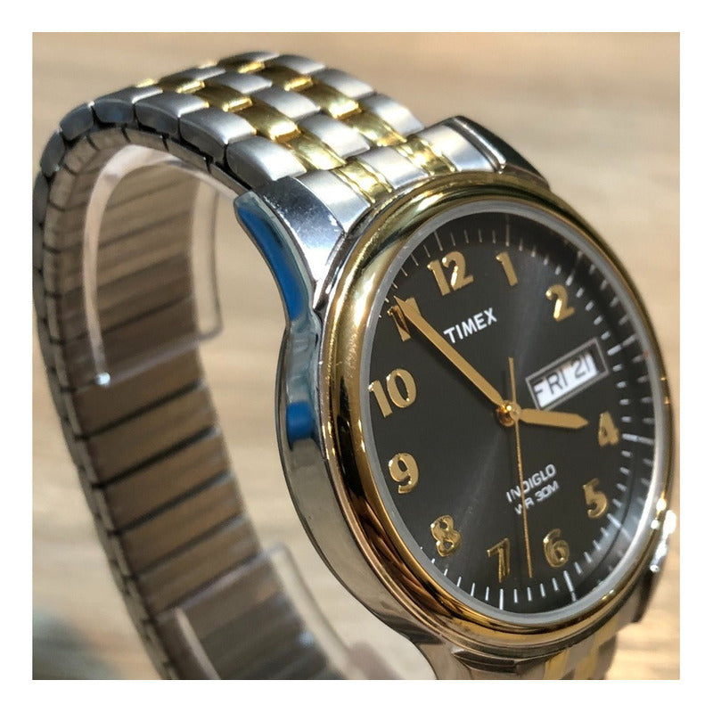 Timex Dos Tonos: Gris Y Dorado Correa Extensible Año 2019