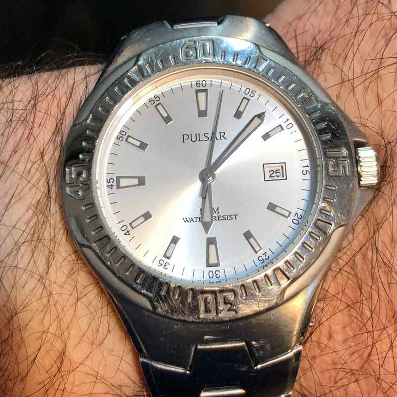 Pulsar By Seiko Vintage 1996 Hombre Bisel Deportivo Escaso.