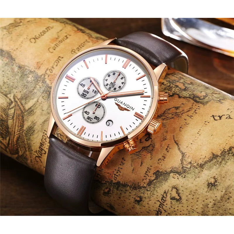 Reloj Guanqin Gq12006 Hombre Correa Cuero