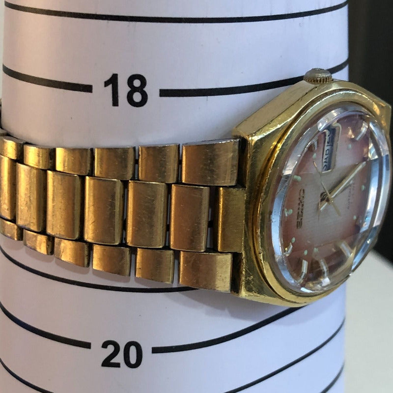 Seiko Automático Vintage 1977 Cristal Facetado Cara Cobre.