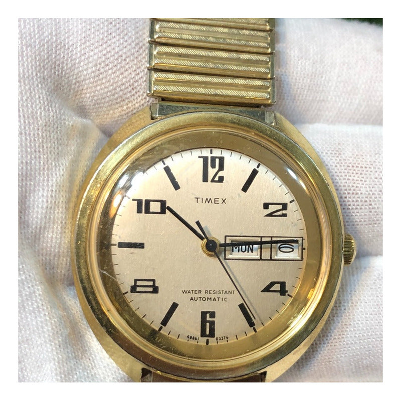 Timex Automático 1976 Hombre Dos Calendarios Pulsera Speidel