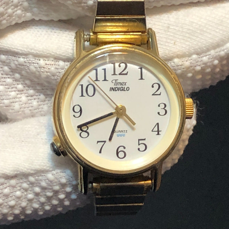 Reloj Timex Mujer Vintage Año 1998 Indiglo A Las 8 Dorado