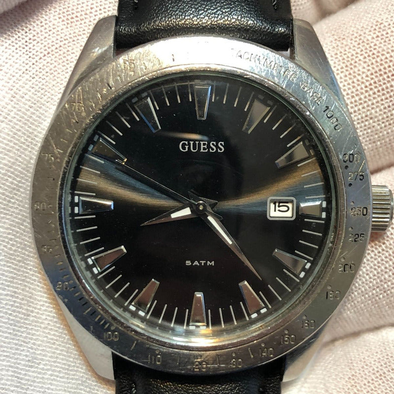 Reloj Guess Rayos Sol Negro Hombre 43mm Año 2012 Con Fecha.