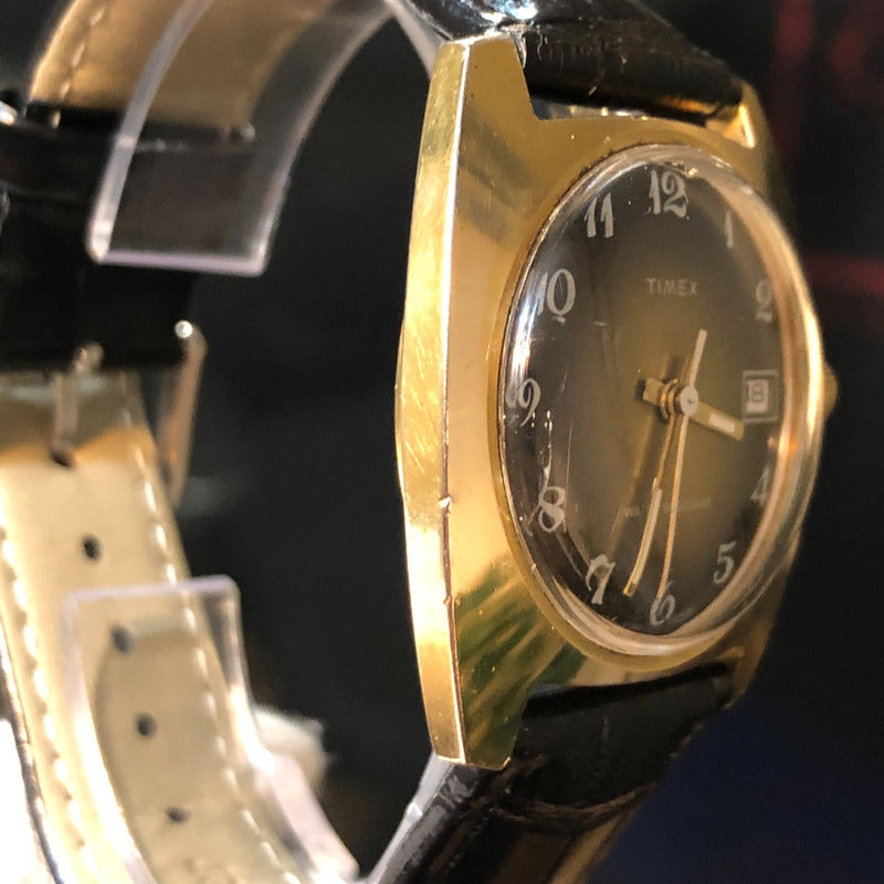 Reloj Timex Sunburst Café-oro A Cuerda Vintage Año 1975 Único