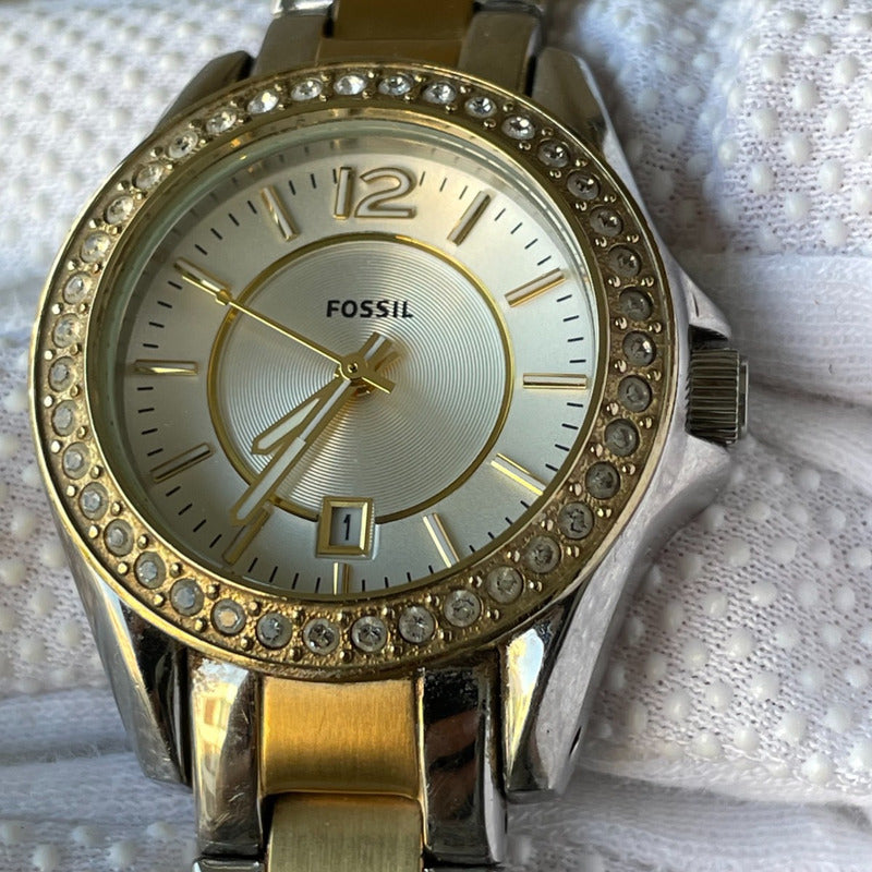 Reloj Fossil Mujer Año 2011 Two Tone Cristales Riley Mini