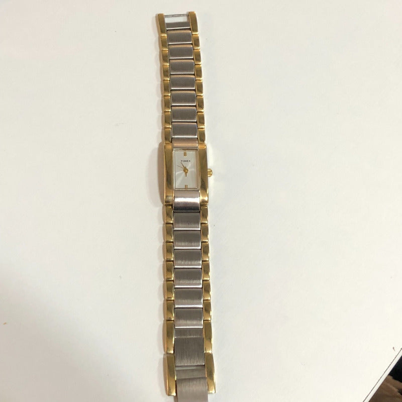 Reloj Timex Mujer Hh Año 2000 Dos Tonos Rectangular Art Deco