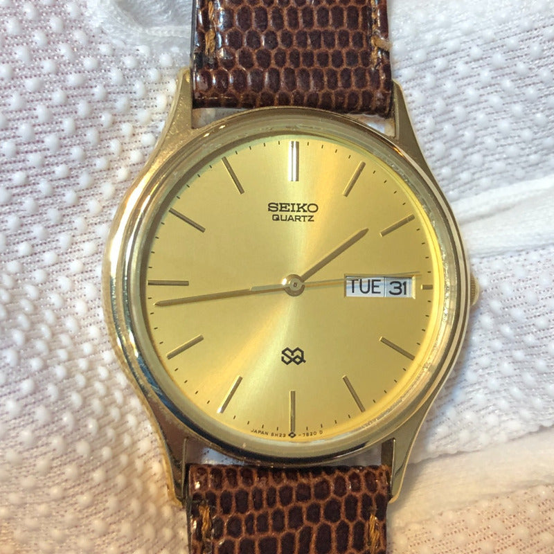 Reloj Seiko Hombre Año 1986 Vintage Sunburst Dorado Sq
