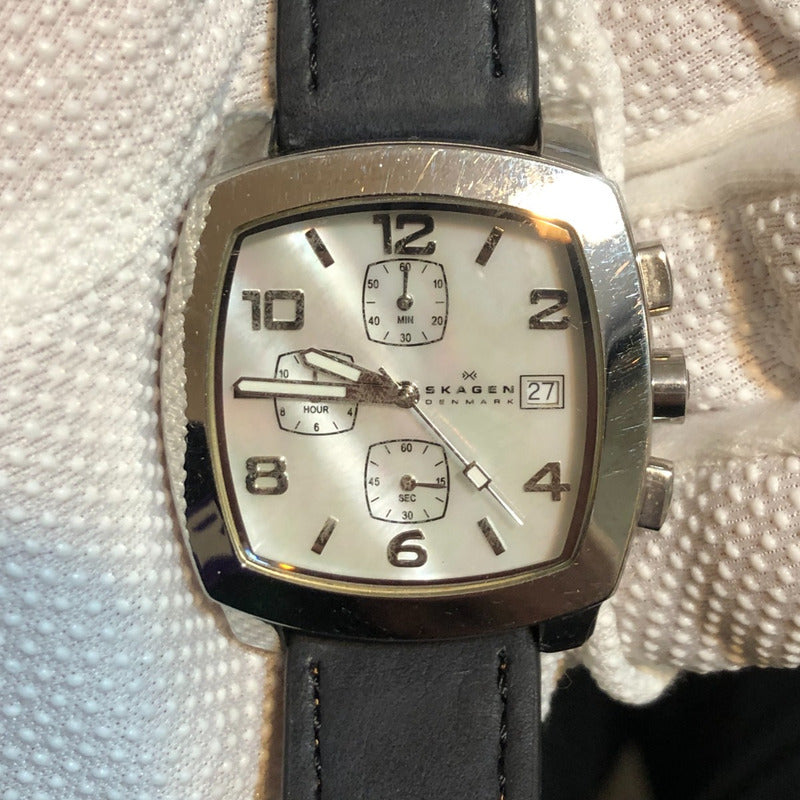 Reloj Skagen Hombre 2007 Cronógrafo Cuadrado Madreperla Raro