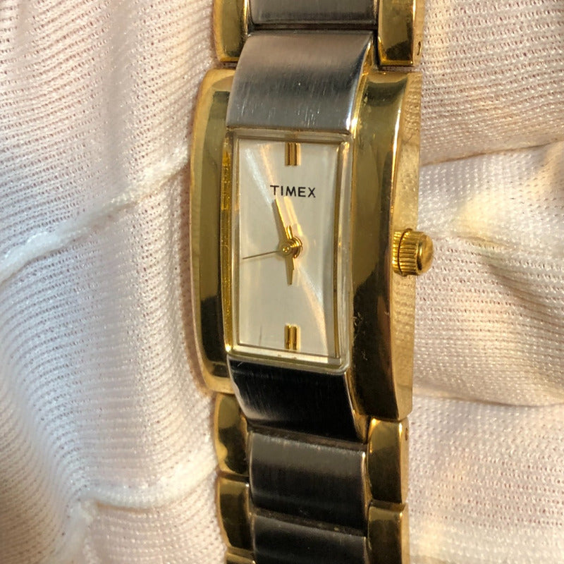 Reloj Timex Mujer Hh Año 2000 Dos Tonos Rectangular Art Deco