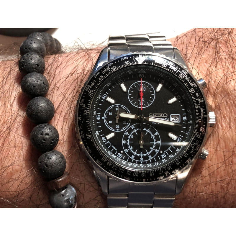 Reloj Seiko Flightmaster Pilot Hombre Acero Plateado