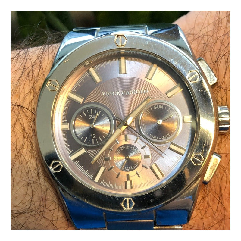 Reloj Vince Camuto Violeta Tornasol Caja Grande 44mm Hombre