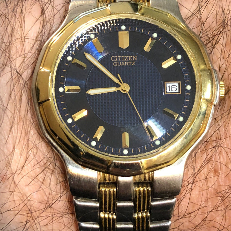 Reloj Citizen Hombre Año 1991 Calibre 2510 Bicolor Dial Azul