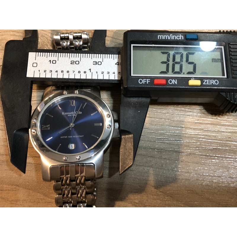 Reloj Kenneth Cole Vintage Años 2.000 Dial Azul Hombre Pulsera Completa