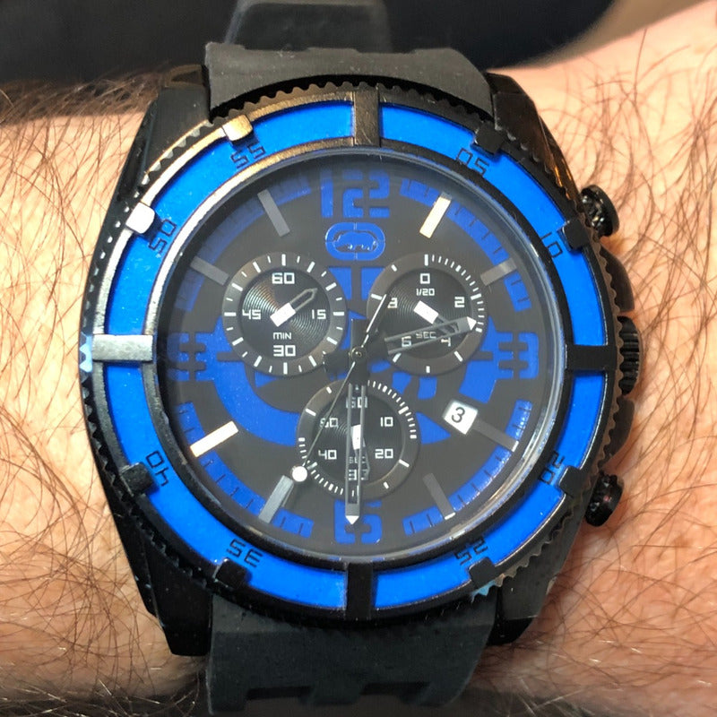 Reloj Marc Ecko Hombre Vintange 2000s Cronógrafo Bisel Azul