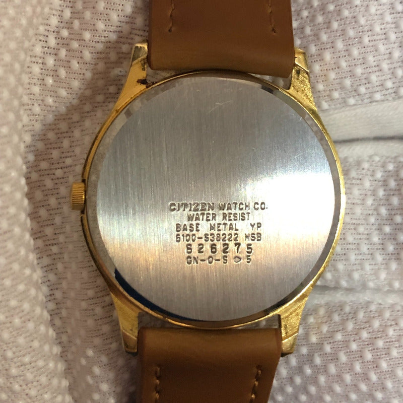 Reloj Citizen Hombre Año 1986 Dorado Con Fecha Escaso