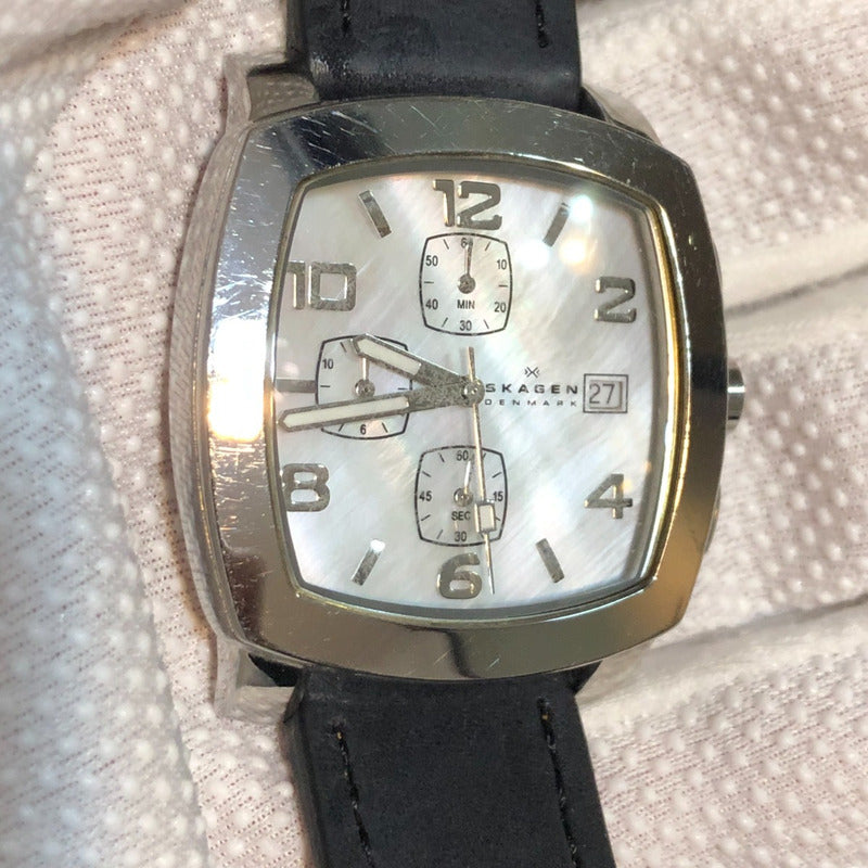 Reloj Skagen Hombre 2007 Cronógrafo Cuadrado Madreperla Raro