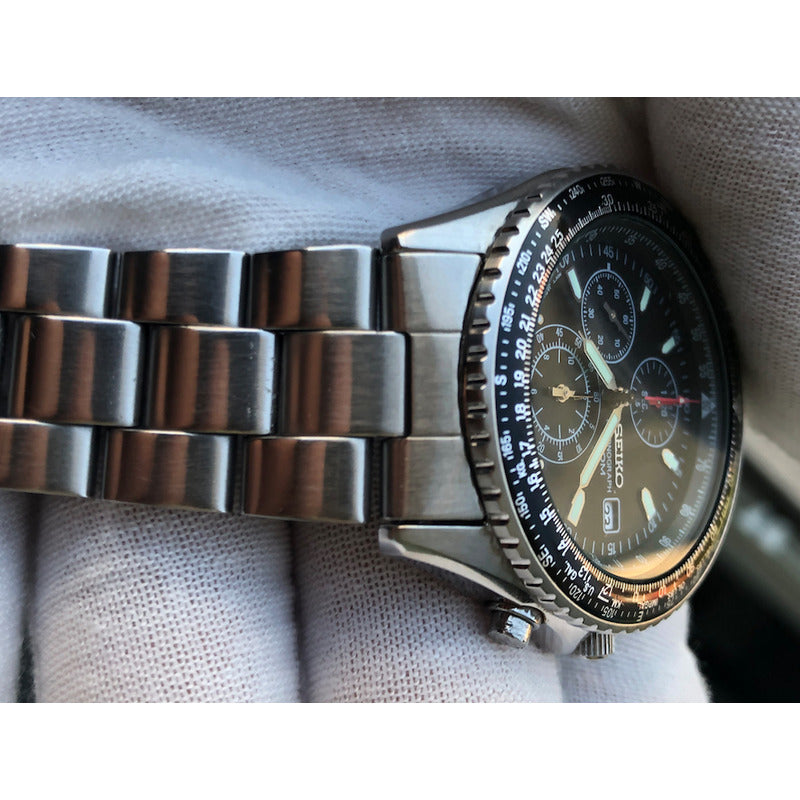 Reloj Seiko Flightmaster Pilot Hombre Acero Plateado